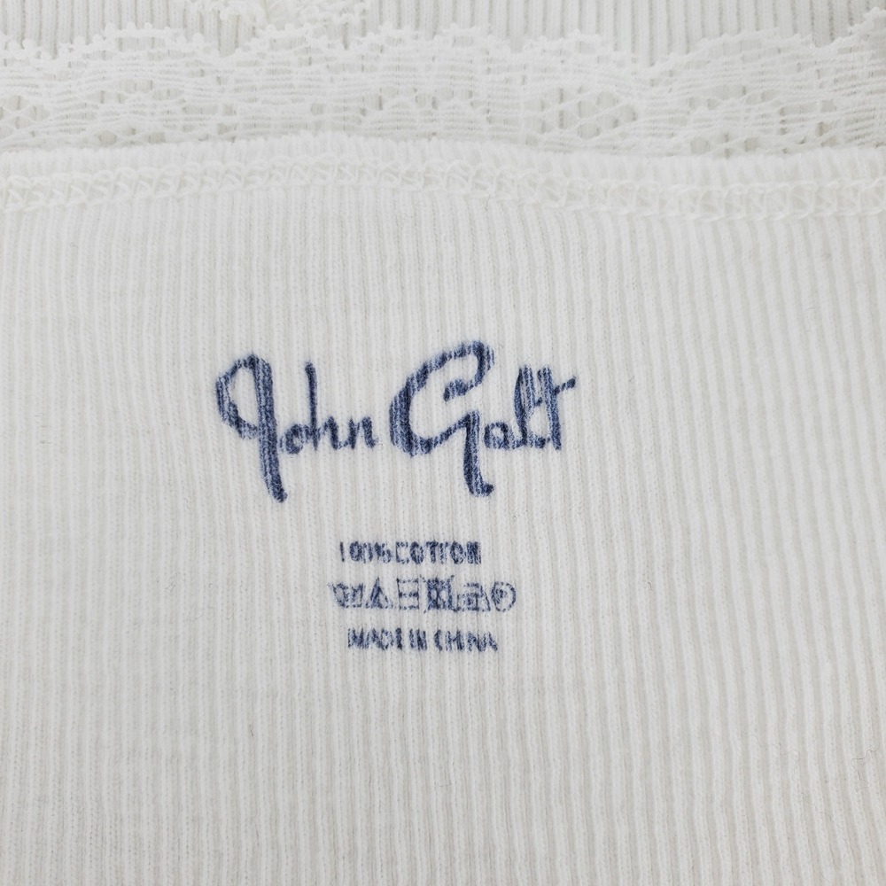 John Galt PacSun Womens One Size White Ribbed Lace Trim Cropped Cami Tank Top - Picture 3 of 10